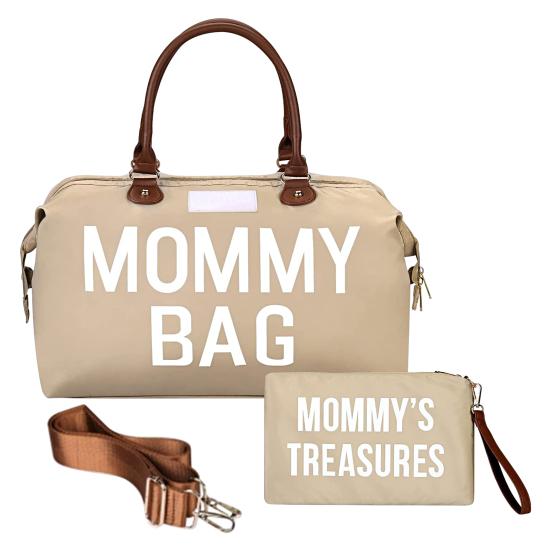 Сумка для подгузников Большая вместимость Вышитые буквы Двойная ручка Ремешок для мамы Больница Путешествия