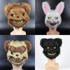 Creepy Horror Rabbit White Bunny Bloody Scary Halloween Mask Headgear Killer Masque Adult Mask