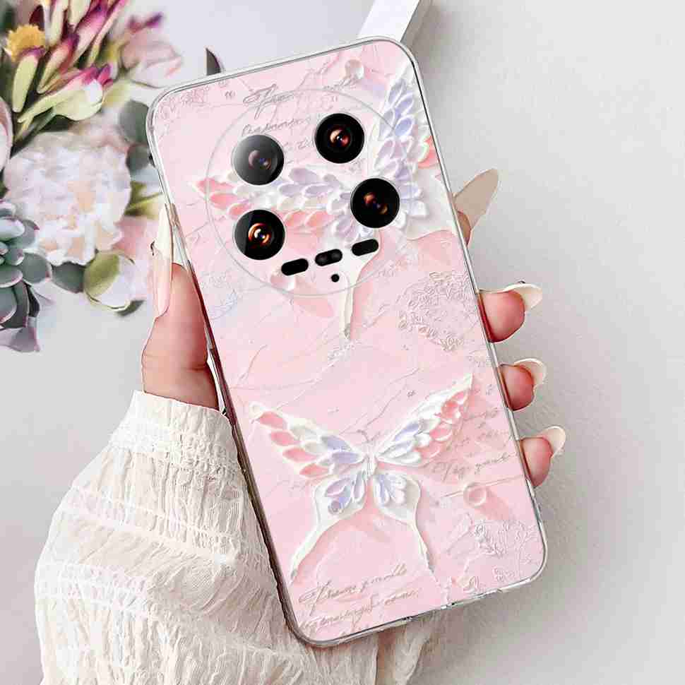 Case For Xiaomi 14 Ultra Butterfly Silicone Soft Phone Cover For Xiaomi Mi 14 Mi14 Ultra Shockproof Back Fundas Xiaomi 14Ultra