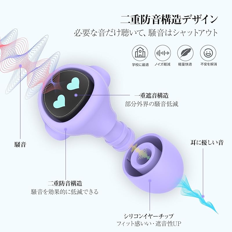 Quietide Earplugs for Children (6 ~12 Years Old) Earplugs for Live Performances Child Comes with 4 Size Ear Tips Can Be Used In Loud Places Such As