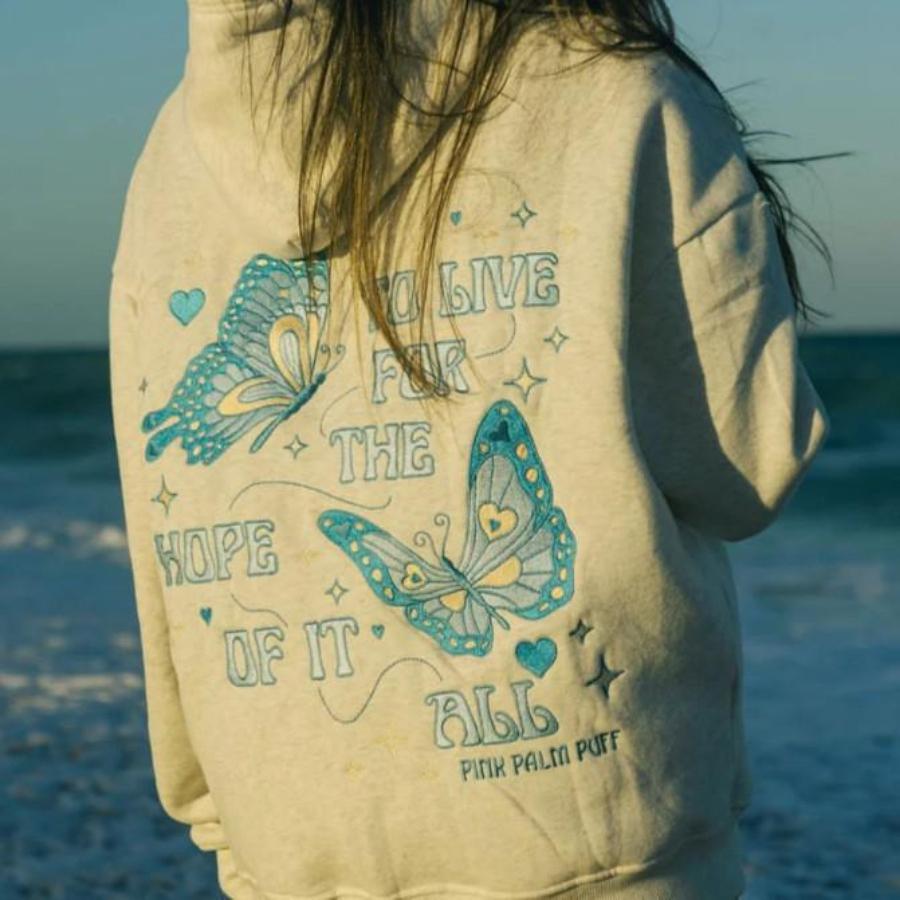 Худи европейского размера с вышивкой «Кокосовая волна» и рукавами со спущенным плечом