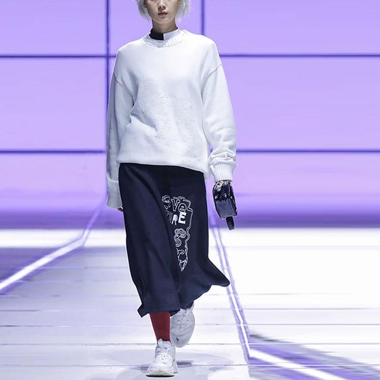 Li Ning однотонный повседневный свитер с круглым вырезом женский свитер белый AMBR062-1