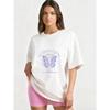 Oversized T-Shirt Black Butterfly Aura Graphic Print With Text Statement Casual Streetwear Fashion Top For Women