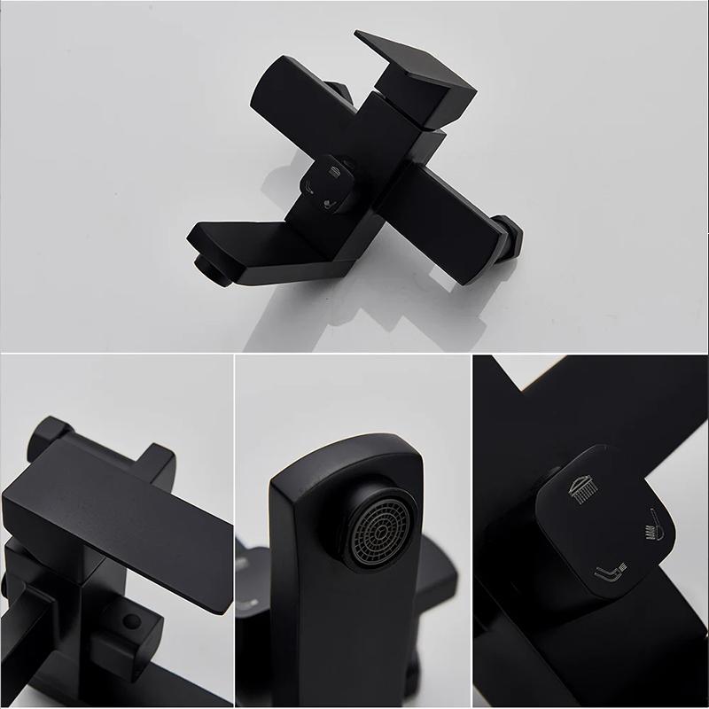 Матово-черный смеситель для душа для ванной комнаты, настенный, 8-дюймовый, душевой гарнитур, квадратный, с дождевой лейкой для горячей и холодной воды