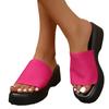 Women Slippers 2024 New Summer Wedge Sexy Round Toe Dress Party Shoes High Heels Knitting Casual Pumps Zapatillas Mujer
