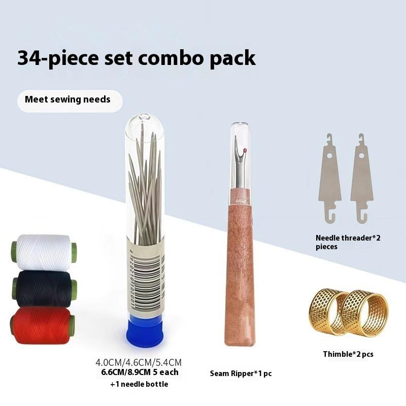 Набор швейных игл с большим ушком, 34 шт., ручные иглы для шитья одежды, квилтинга, вышивания, набор игл для легкого вдевания нити