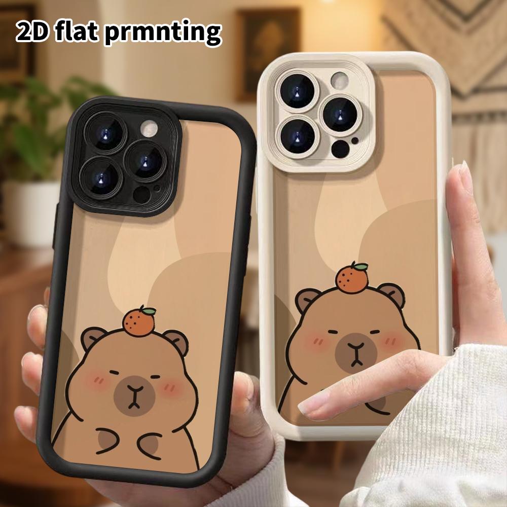 Phone case: 2D flat, suitable for iPhone 18 17 16 15 14 13 Pro, cartoon capybara, perfect Christmas and Halloween holiday gift