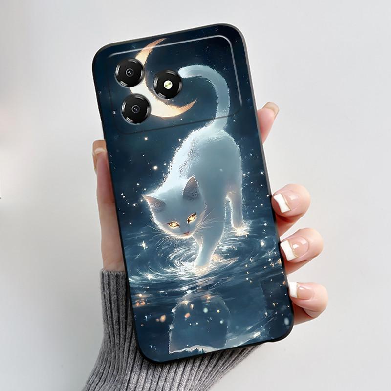 Милый Мультяшный Чехол Для ZTE Blade A36 Печатный Корпус Защитная Крышка Мягкий Силикон Черный Корпус