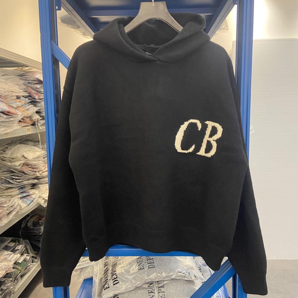 Унисекс Минималистичная Худи Cole Buxton с Жаккардовым Узором из Ниток с Буквами CB - Осенне-Зимний Свободный Повседневный Пуловер