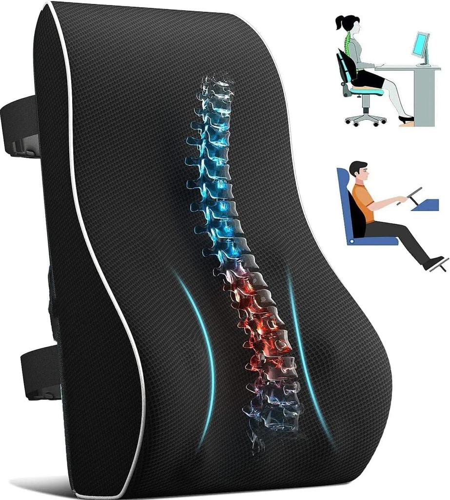 Lumbar Support Pillow Memory Foam Car Seat Waist Cushion Relieve Back Pain Soft and Comfortable For Office Home Car