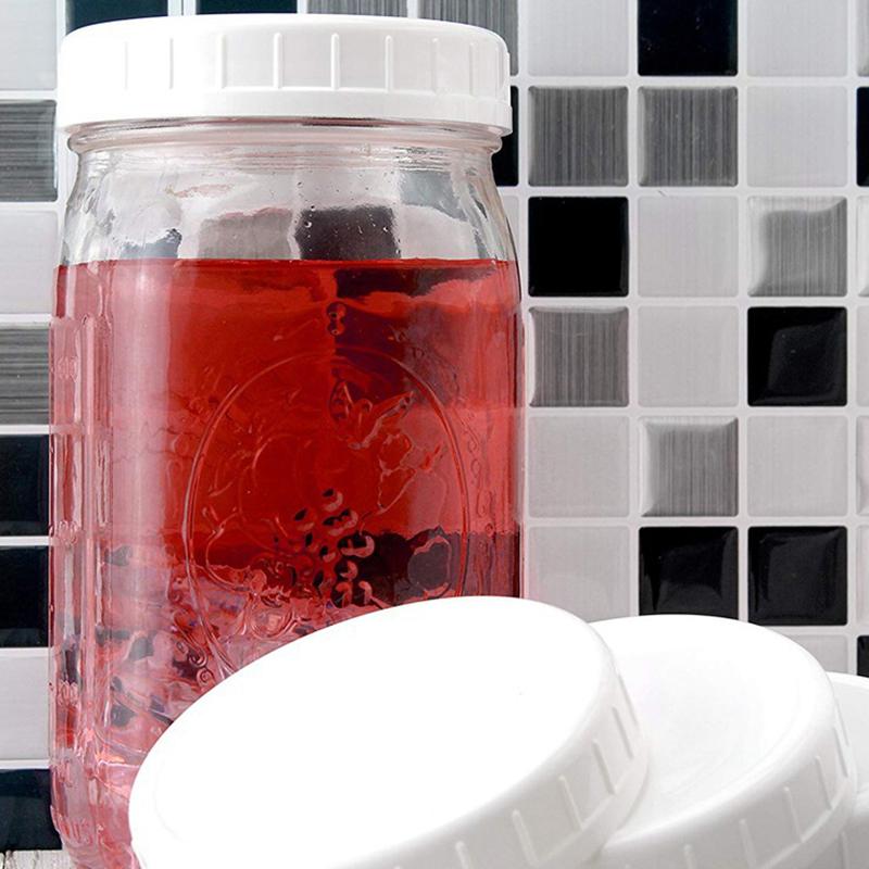 10Pc White Mason Canning Drinking Jars Lid 70Mm/86Mm Inner Diameter Plastic Covers Unlined Ribbed Lids Storage Caps Replacements