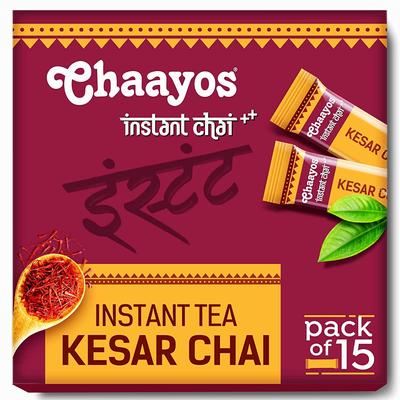 Chaayos Премикс для растворимого чая - Кесар - Обычный сахар (15 пакетиков ) | 100% натуральный шафран | Кесар Чай | Масала Чай | Чай Ассам | Дези Чай