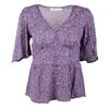 Purple Floral Blouse with Flutter Sleeves Woman