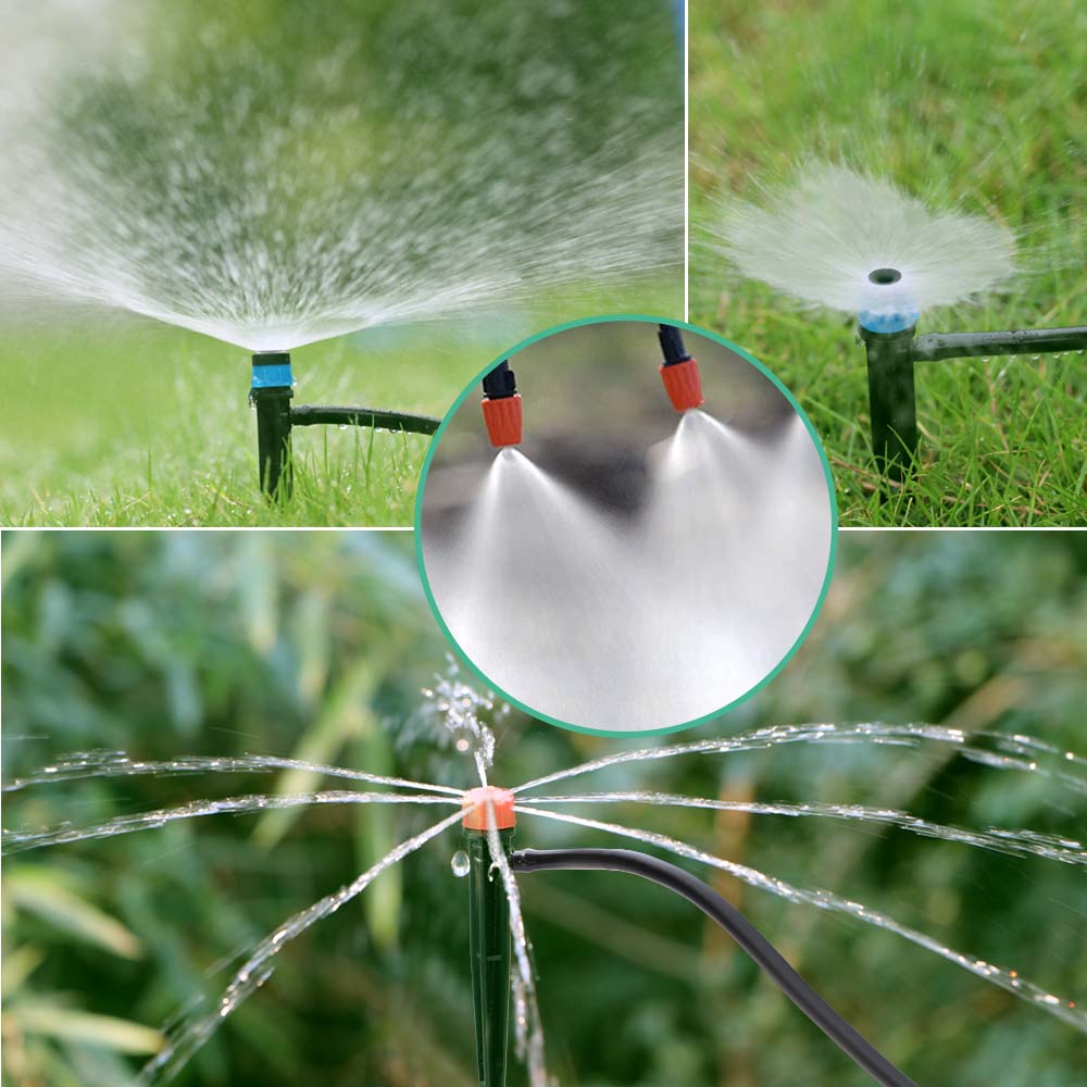 20FT 1/2" Hose 5G Dual Frequency Garden Irrigation Timer Kit 1/4" Adjustable Sprinkler Remote Control Automatic Watering System