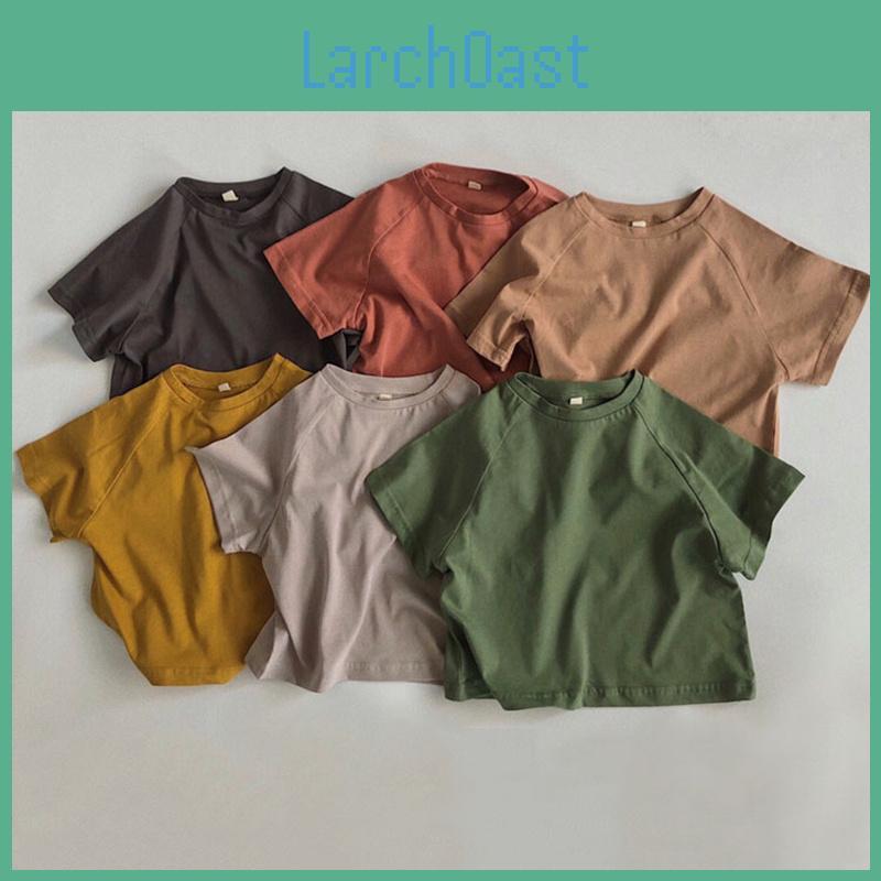 Kids Fashion Summer Tshirt Solid Girls Tees Short Sleeve Cotton Boys Tops Korean Casual Children Clothes