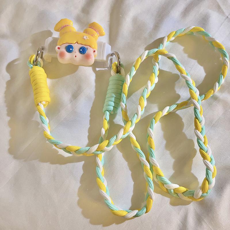 Kawaii Универсальный ремешок с зажимом для телефона, милый мультяшный длинный ремешок через плечо для женщин и девочек, нескользящий ремешок для телефона