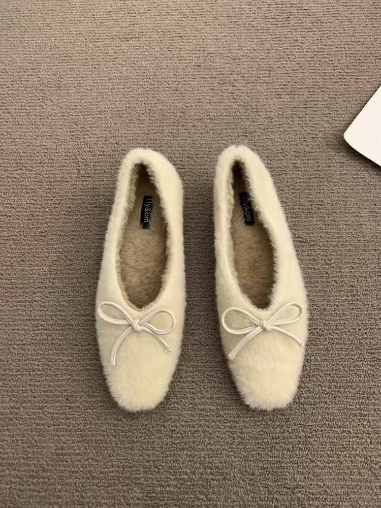 Модная обувь Женские балетки Низкий каблук Повседневные женские кроссовки Слипоны Лоферы Мех Круглый носок С мелким вырезом Осеннее платье Лодочки Слипоны Зима