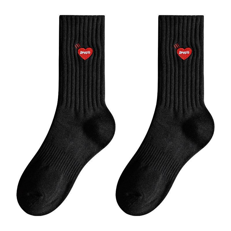 Мужские утолщенные баскетбольные носки средней длины с вышивкой — чистый хлопок для весны, осени и зимы