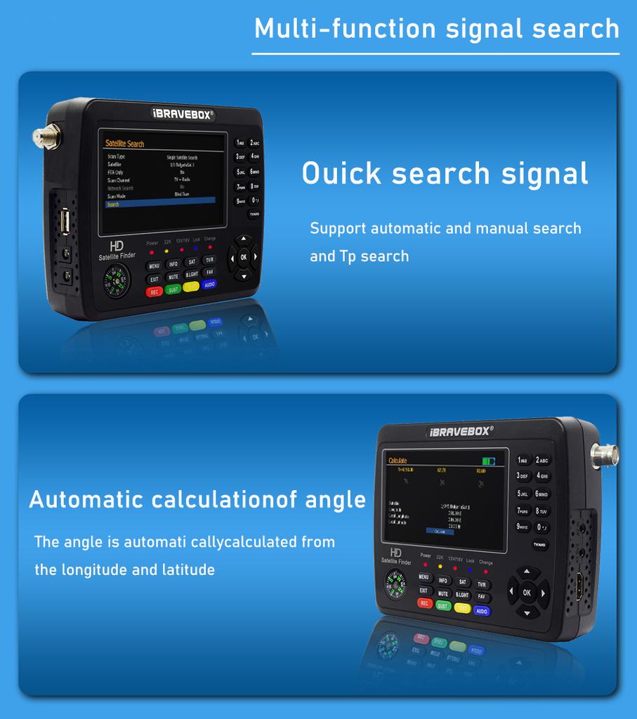 IBRAVEBOX V10 Finder Max+ HD Поиск сигнала спутникового телевидения DVBSS2S2X Цифровой портативный измеритель сигнала