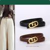 F Letter Buckle Premium Sense Business Belt Genuine Leather Women'S Cowhide Alloy Smooth Buckle Belt Belt