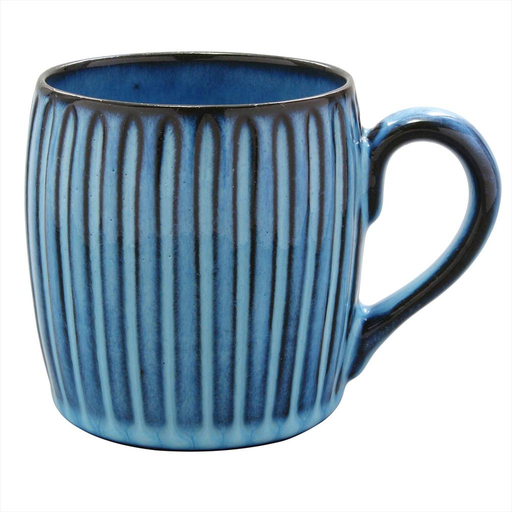 HAMATO Hasami Ware Rizaemon Kiln Blue Carved Mug 320ml