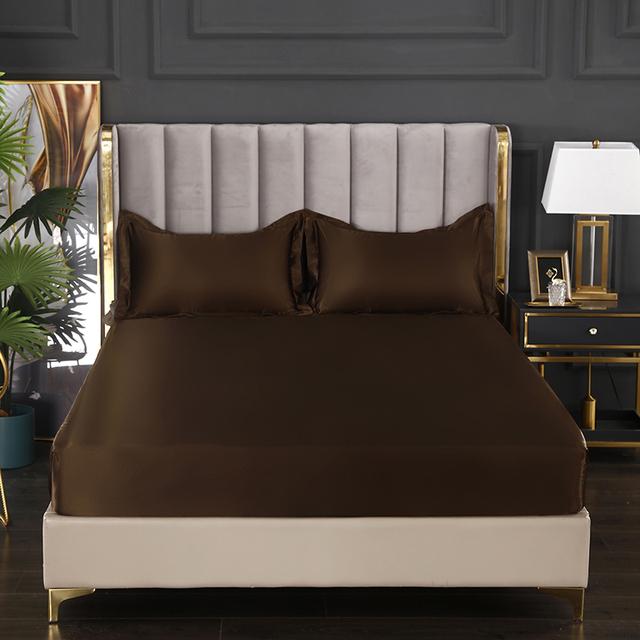 Bed Sheet Home Textile Three-piece Set Home High-end Solid Color Satin Silk Bed Sheet Mattress Cover Elastic Band Bed Sheet Bedding