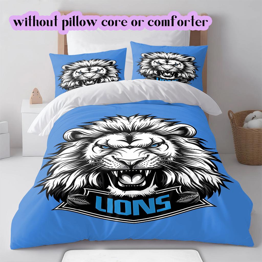 football Logo Pattern Bedding Quilt Set Quilt Cover Pillowcase Home Decoration Birthday Gift (1*duvet cover+ 2*pillowcase, without core)