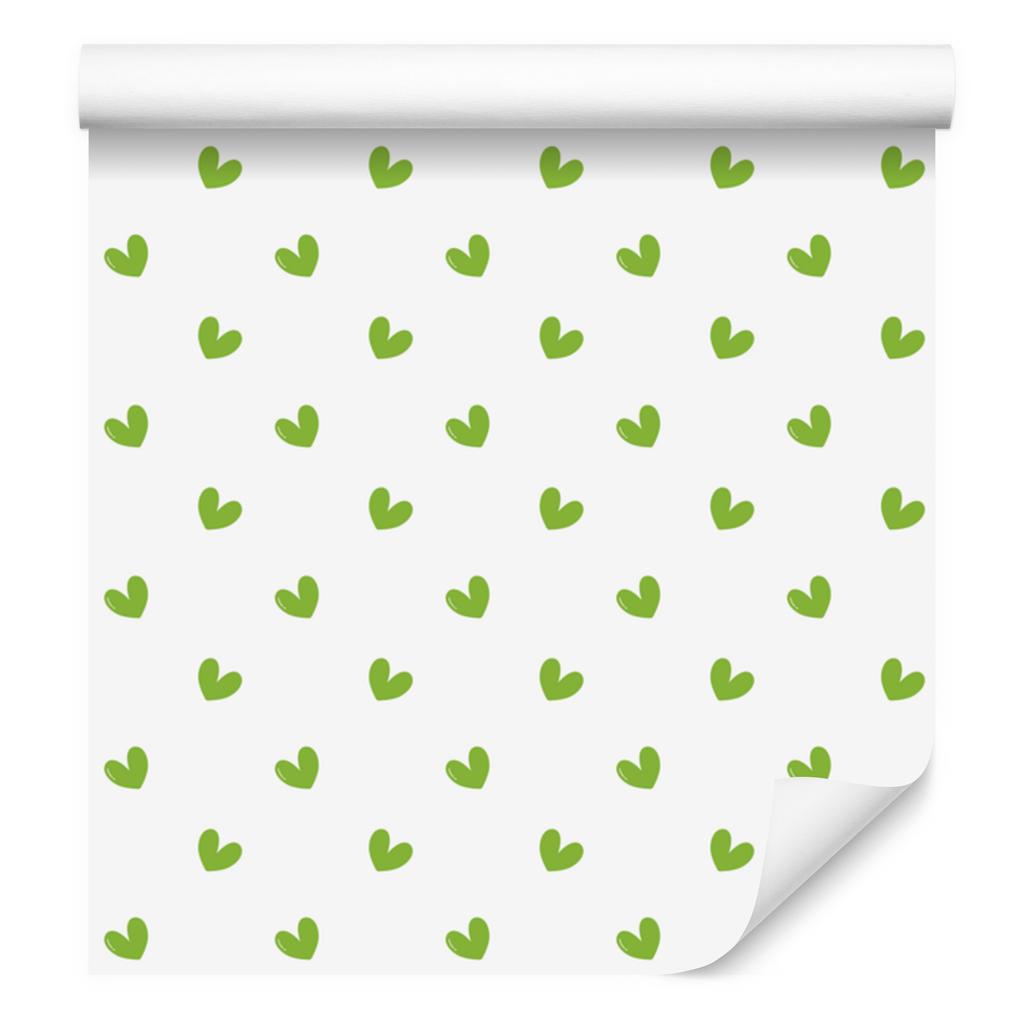 Hearts Wallpaper White and Lime 50x1000
