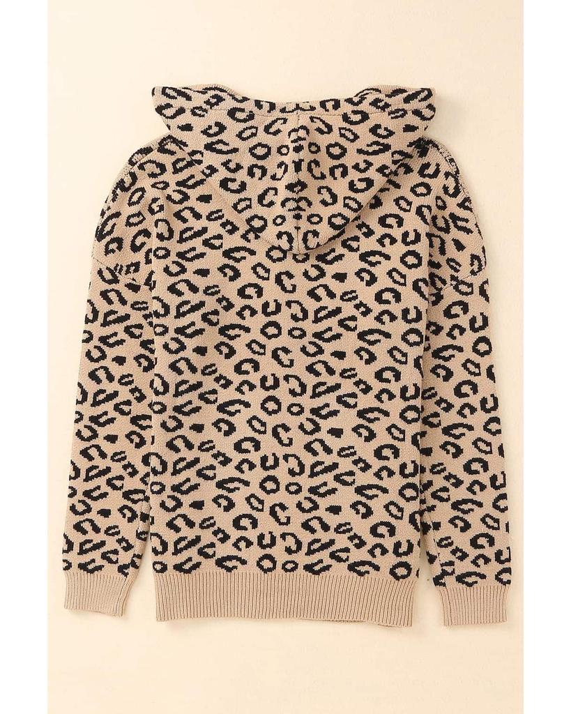 Azura Exchange Леопардовый вязаный худи со шнурком