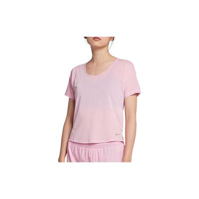 Breathe Miler Solid Fashion Casual Sports Круглый вырез Сетка Дышащая Короткий рукав Реглан Футболка Женские Топы Розовый AJ8142-629