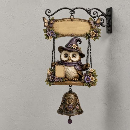 Distressed Wood Grain Sign Garden Gnome Bell, Welcome Outdoor Hanging Doorbell, Bell Pendant Wind Chimes for Patio Home Porch Yard Decorations Unique