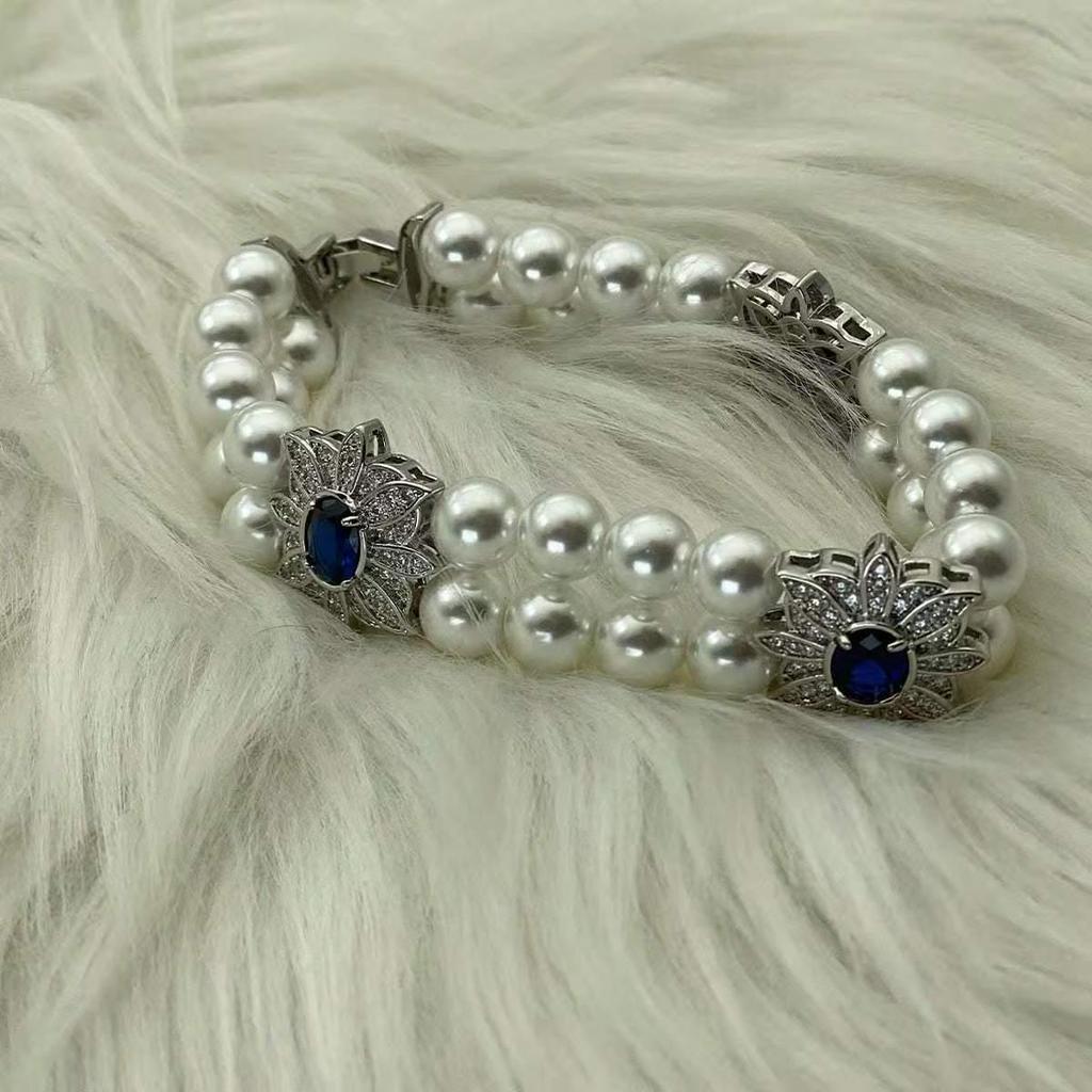 Браслет с аквамарином и жемчугом - Элегантный нишевый дизайн для женщин, Идеальный подарок на день рождения для лучшей подруги