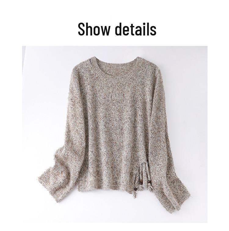 Versatile Knitted Sweater: Round Neck, Loose Fit, Irregular Tassel Cardigan for Autumn and Winter