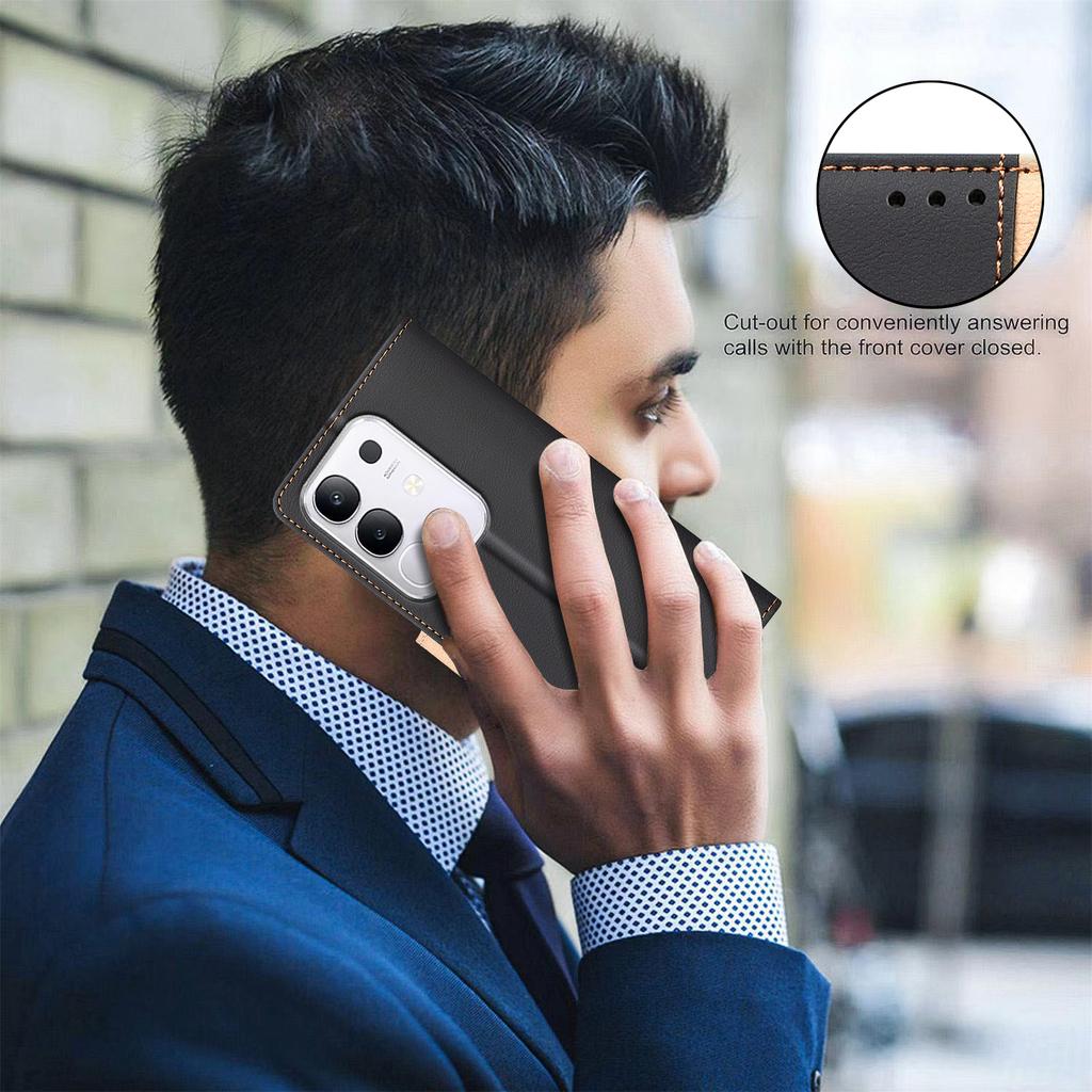 BINFEN COLOR BF33 for vivo Y29 4G Leather Case Splicing Color RFID Blocking Wallet Stand Phone Cover