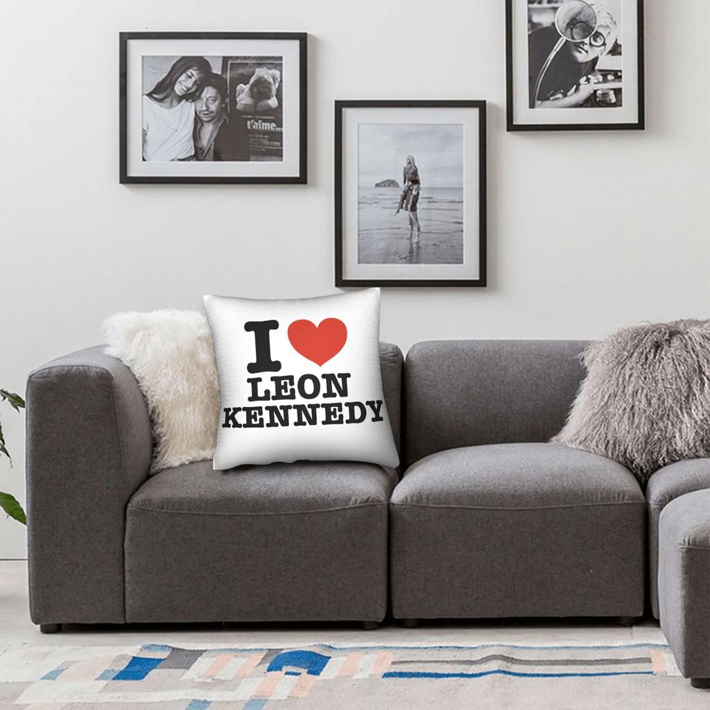 I Heart Leon Kennedy Pillow Cover Graphic Cushion Cover Retro Trendy Pillow Case For Living Room Chair