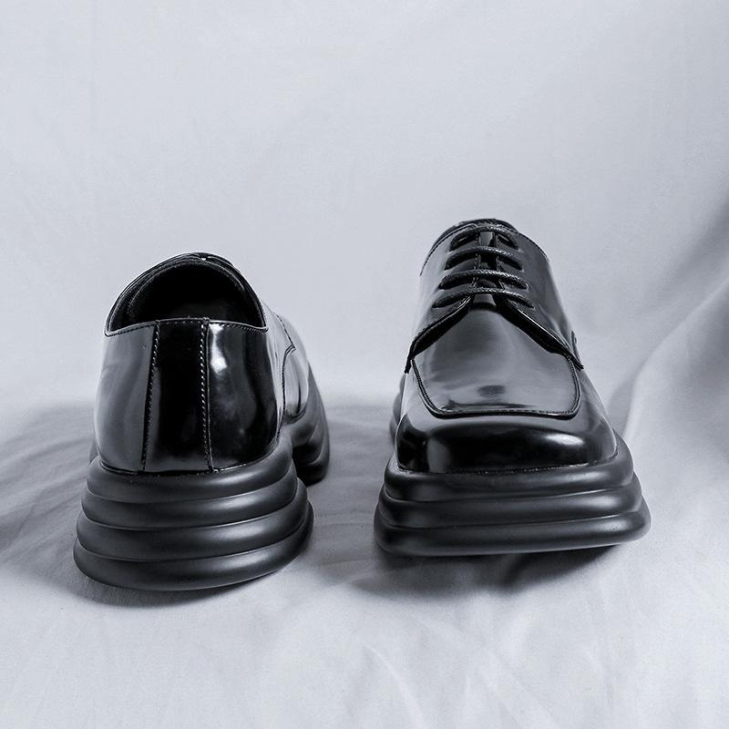 Британский стиль квадратная головка маленькие кожаные туфли весна новые лоферы форменные лакированные туфли мужские 36763-R