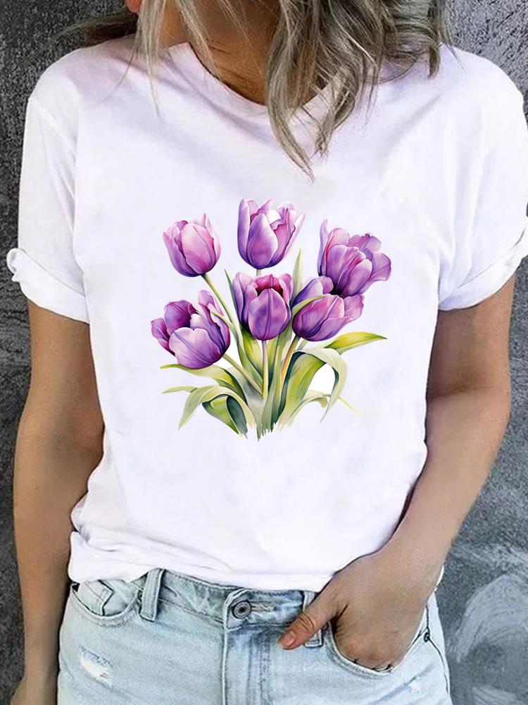 (Asian Size) O-neck Tee Clothing Butterfly Cute Lovely Top Short Sleeve T Shirt Casual Fashion Print Lady Female Women Graphic T-shirts