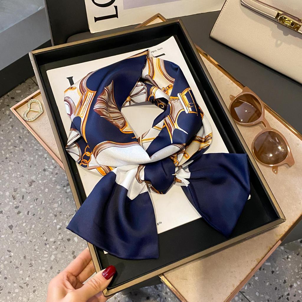 Long silk scarf women's new scarf versatile autumn and winter foreign style fashion matching shirt tied bag square scarf scarf