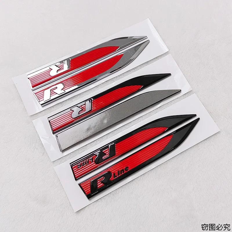 16.2x2cm Car Side Fender Emblem Sticker for Volkswagen VW Rline Logo Golf 5 6 7 Polo Passat Touareg Tiguan Scirocco Accessories zf8