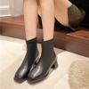 Мода 2024 года, новые элегантные ботильоны для женщин, молния сзади, эластичные, на среднем каблуке, большие размеры, короткие ботинки, модные туфли Botas De Mujer