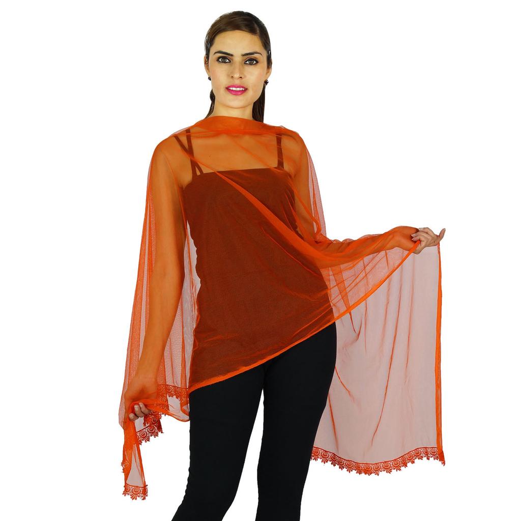 Indian Neck Wrap Long Stole Net Chunni Fashion Scarf Women Hijab Dupatta