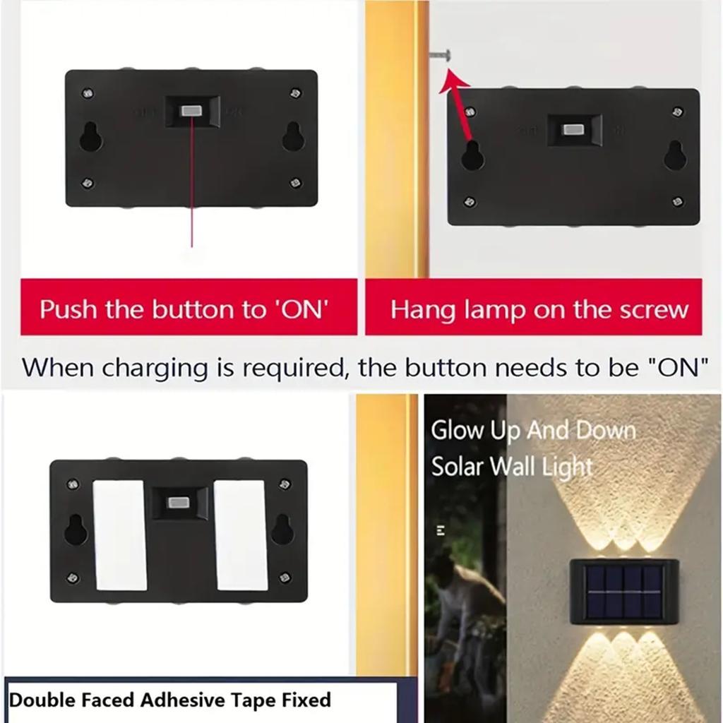 1/2pcs Solar Up Down Lights Outdoor Waterproof, Modern Nordic Sconce Illuminate Outside Sunlight Sensor Lamp