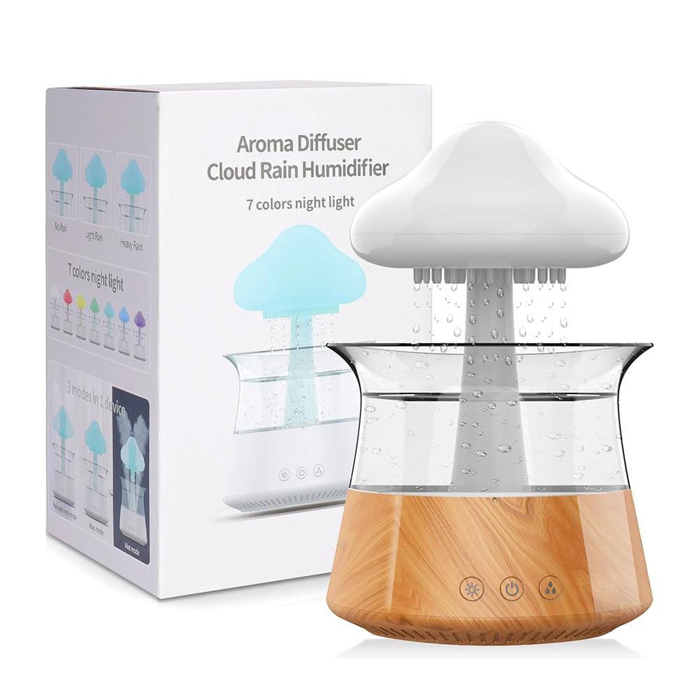 Cloud Rain Humidifier with 7 Colors LED Lights Water Drip Mushroom Mist Diffuser with Remote for