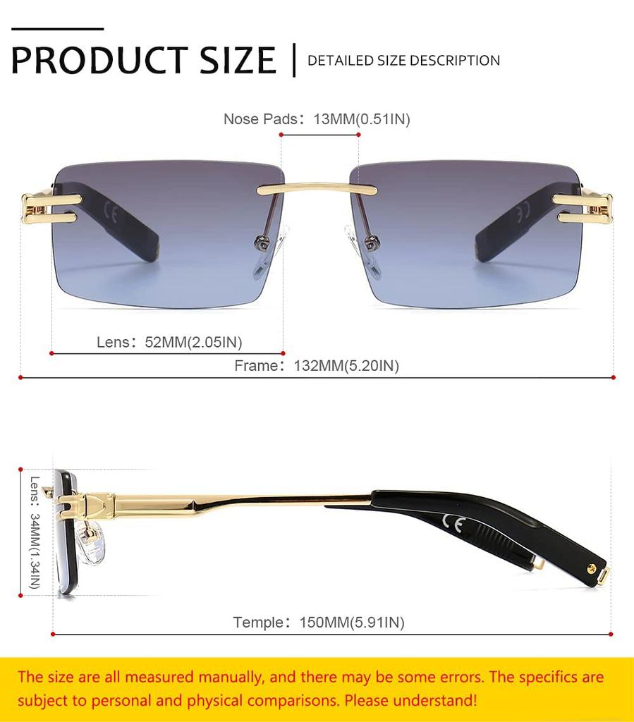 Солнцезащитные очки без оправы в стиле ретро, прямоугольные, очень маленькие, с линзами в оправе [SHEEN KELLY] для мужчин и женщин, прозрачные