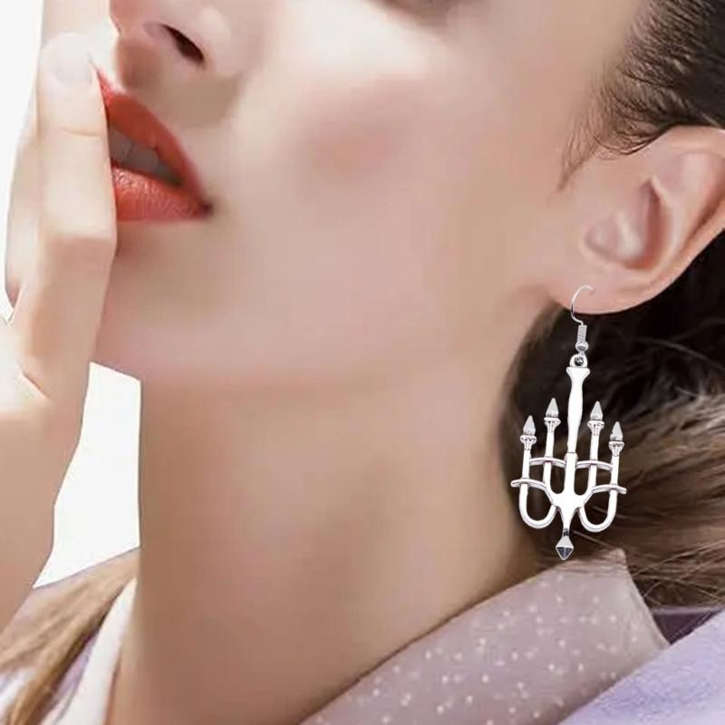 Hanukkah Menorah Drop Earrings Alloy Candle Holder Necklace Hexagrams Israel Faith Judaism Jewelry Gift for Women Girls