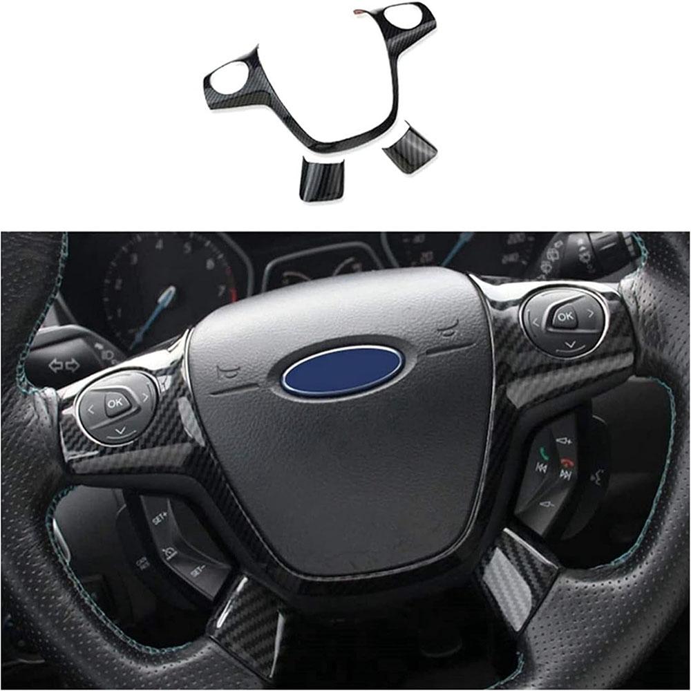 3PCS Carbon Fiber Steering Wheel Cover Fit For Ford Focus Escape Kuga C-Max
