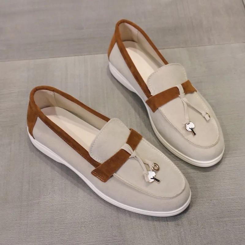 2024 Hot-selling New Slip-on Color-blocked Women's Loafers Women's Spring and Autumn Casual Flat Shoes Single Shoes Plus Size