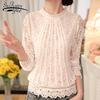 Fashion Slim Women Tops And Blouses Hollow Lace Plus Size White Blouse Women Long Sleeve White Shirts Female
