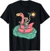 Funny Summer Skeleton Flamingo Float Vacation Beach Drink T-Shirt for Unisex Women Vacation T Shirt Daily Four Seasons Cotton