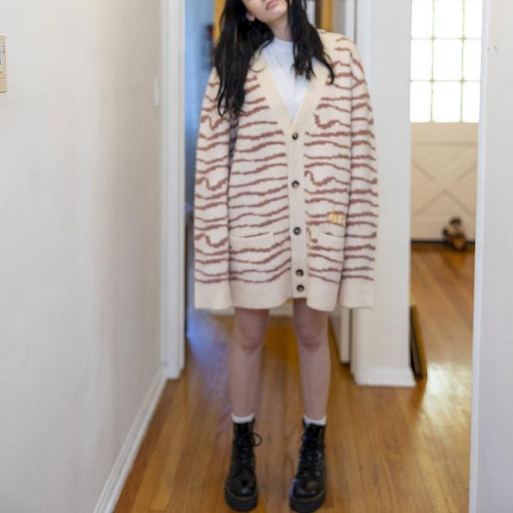 Drew House Кардиган 'Скетч Маскот Сквиггл' Цвет 'Айвори Маув' Мужской DR-FW21-054